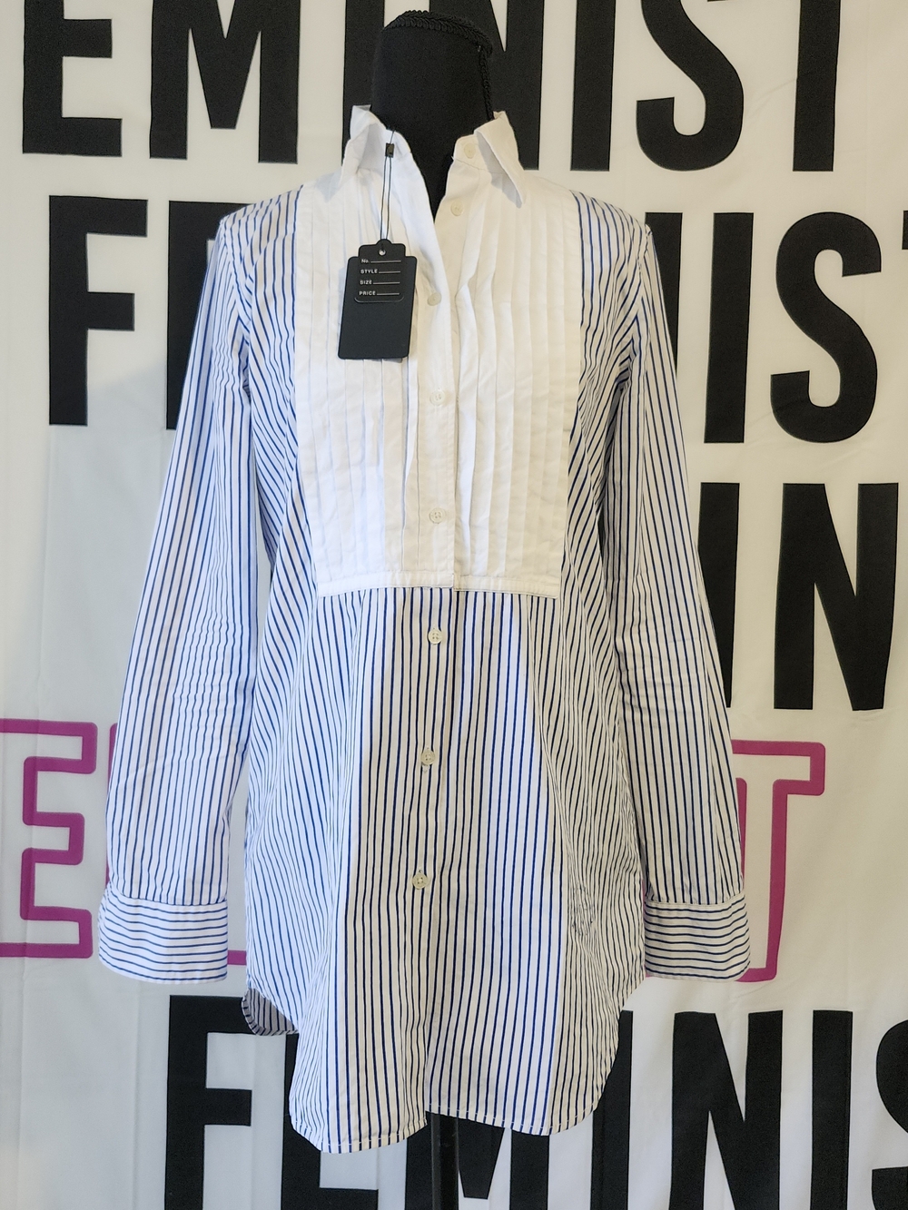 Ralph Lauren Blue and White Striped Tuxedo Shirt New Condition w/ Resale tags